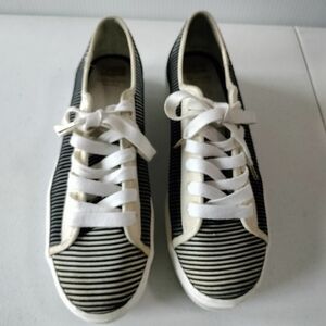 Keds x Kate Spade Triple Kick Striped Mesh Black Cream Platform Sneakers 9.5